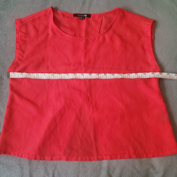 Forever 21 women blouse size large red color round neck solid wrap - Picture 4 of 7
